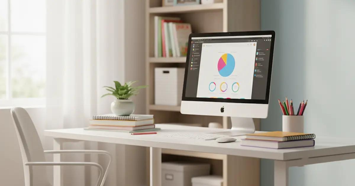 Well-organized study space with good lighting and minimal distractions