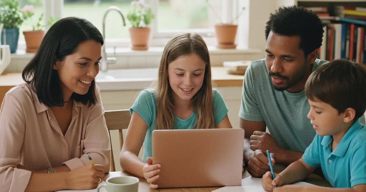 Parent and child looking at 11+ information together